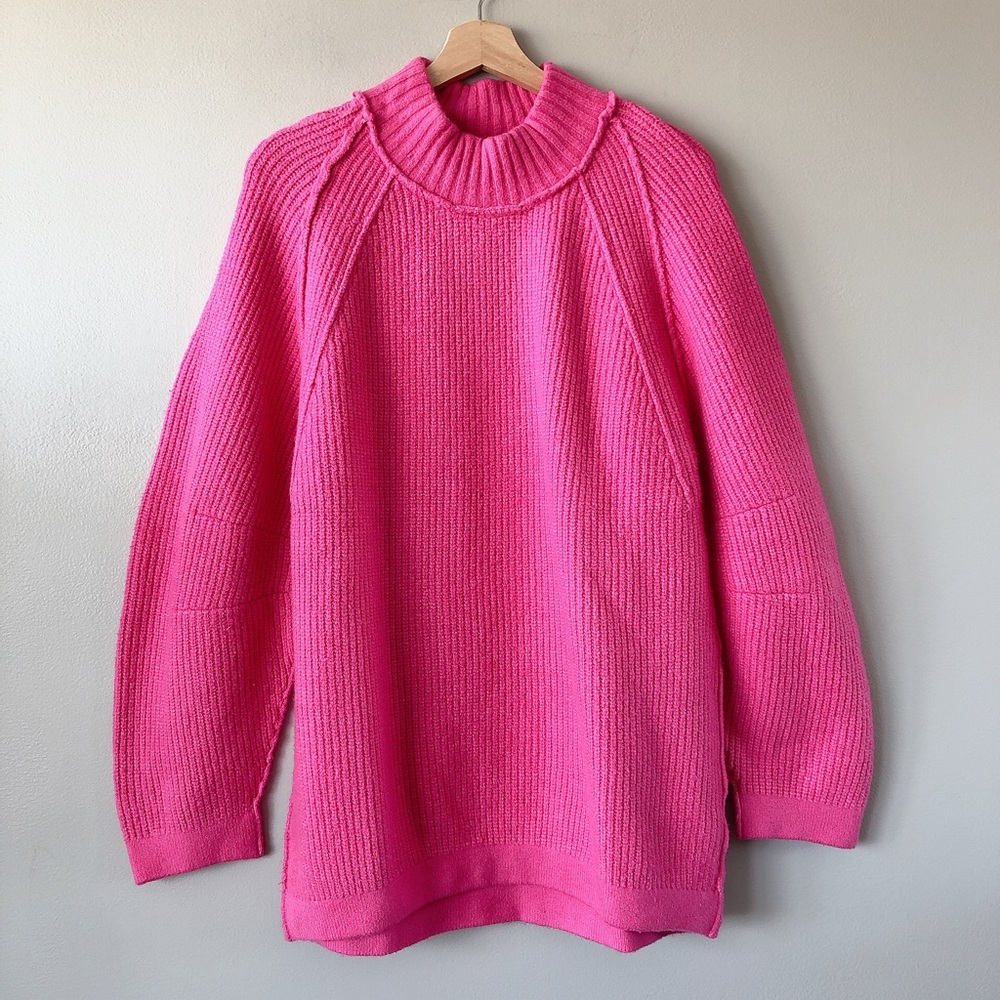 Free People sunbeam sweater pink XL New with tags! Chunky knit oversized top
